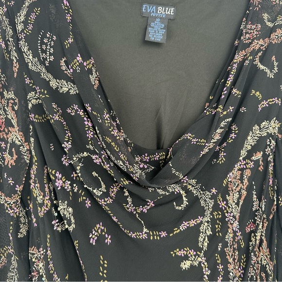 Eva Blue Dress Size 10 Petite Black Floral Y2K Whimsygoth Fairy Beaded - Picture 3 of 8